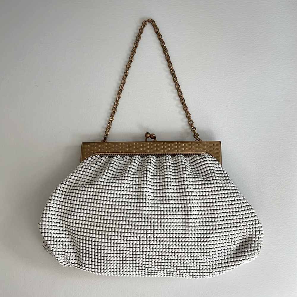 Vintage Whiting and Davis White Mesh Evening Bag Made in USA
